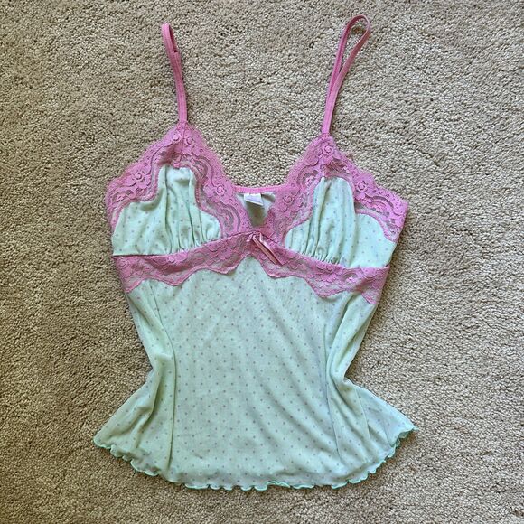 Rene Rofe | Tops | Vintage Rene Rofe Pink Polka Dot Lime Green Sheer ...